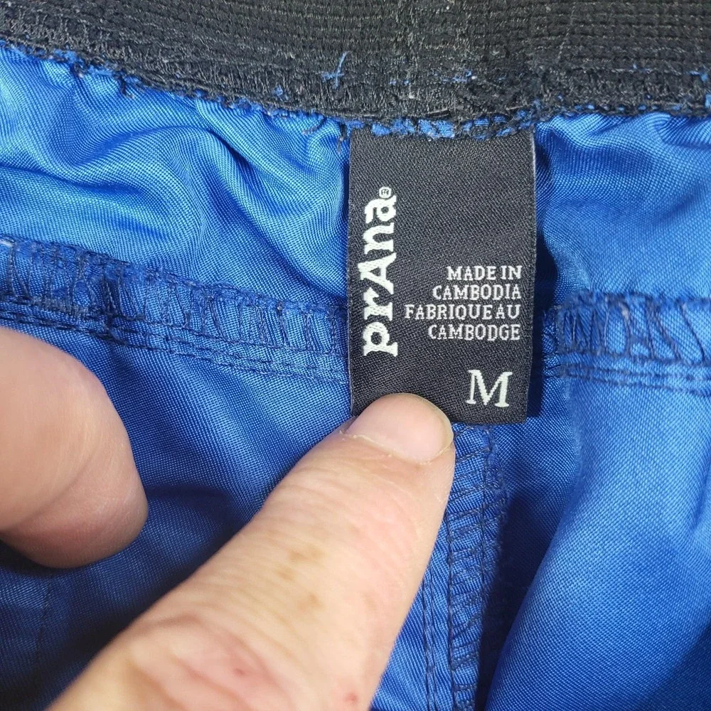 PrAna Shorts Mens Medium Blue Solid Swim Trunks‎ Elastic Waist Pockets Casual